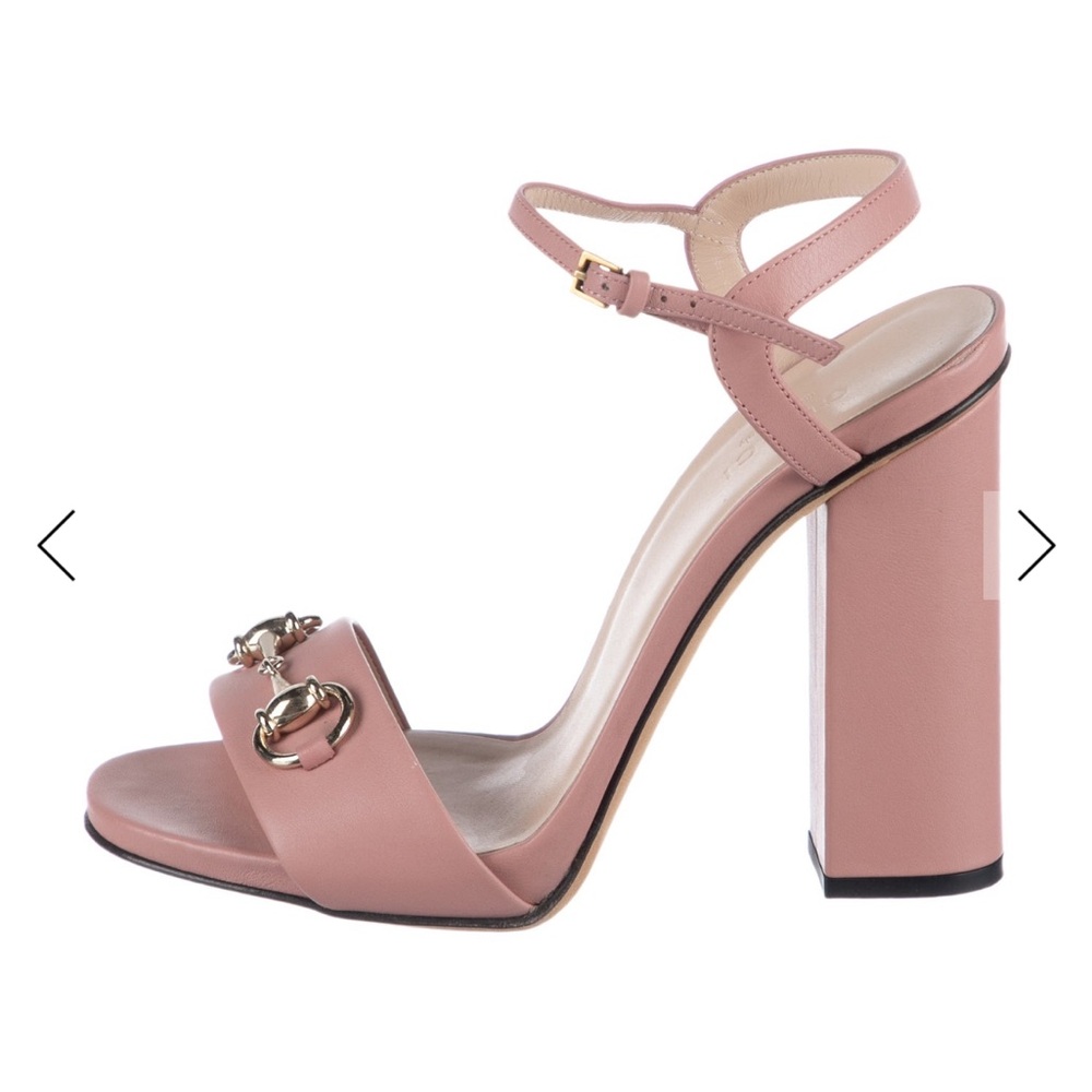Gucci Horsebit Pink Block Heel Sandals